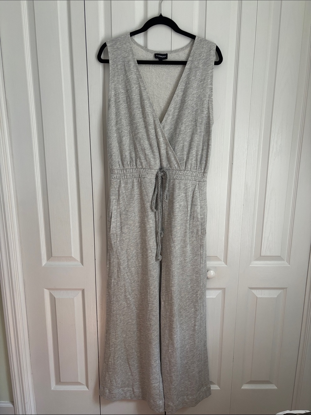 Carbon38 French Terry Grey Wideleg Jumpsuit.  Size Large